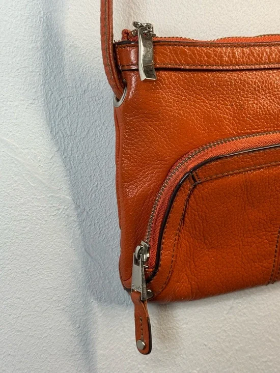 Tignanello Orange Pebbled Leather Crossbody Bag - Picture 5 of 12